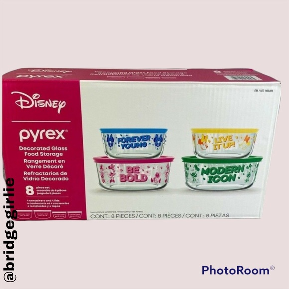Pyrex Other - Pyrex Glass Minnie Mouse Decorated Food Storage Set, 8-Piece